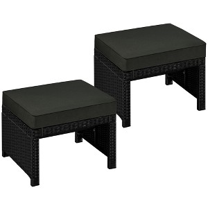 Yaheetech 2PCS Wicker Ottomans for Patio, Backyard - 1 of 4