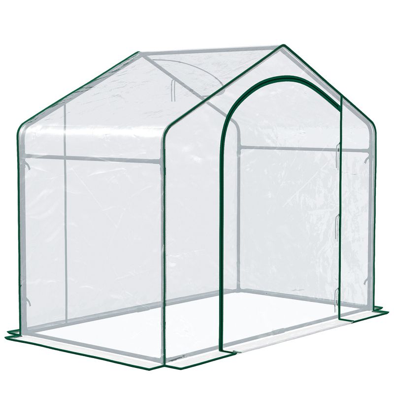 Outsunny 71'' x 39'' x 66'' Walk In Greenhouse Portable Hot House for Plants with Zippered Door and Top Window for Outdoor, Garden, Patio, PVC Cover, 6 of 10