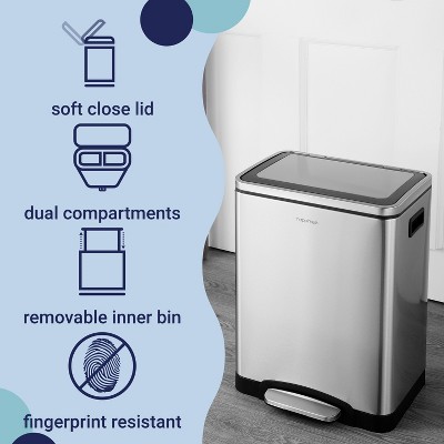 Elmo 8-Gallon Brushed Stainless Steel Kitchen Step Trash Can