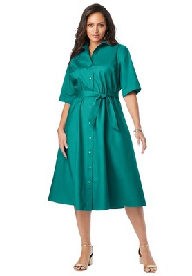 Jessica London Women's Plus Size Twisted Keyhole A-Line Dress - 16 W, Green