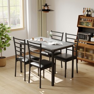 Dining Table for 4,Small Table & Chairs Set of 5,Square Dinner Table Set,with 4 Upholstered Chairs,5 Pcs Kitchen & Dining Room Sets for Small Space - 1 of 4