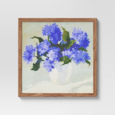 20" x 20" Floral Still Life Framed Canvas Boards Blue - Threshold™