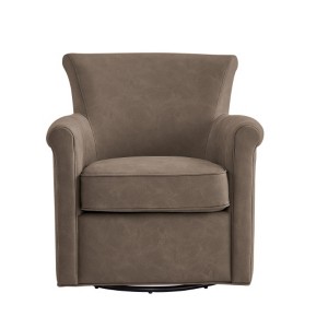 TiramisuBest Faux Leather Swivel Accent Chair-Willow taupe - 1 of 4