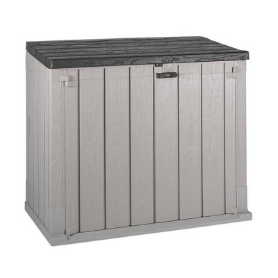 Toomax Stora Way All Weather Outdoor Horizontal Storage Shed Cabinet for Trash Can, Garden Tools, and Yard Equipment
