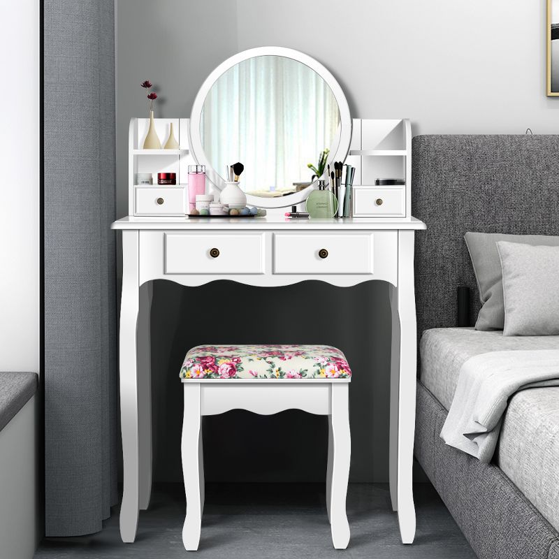 Costway Makeup Vanity Table Drawers Oval Dressing Table Kids Gift, 1 of 10