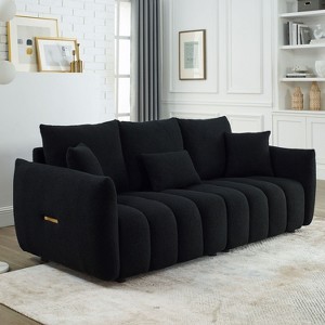 NicBex Couches for Living Room 39.7" Cloud Couch Teddy Upholstered 1 Seater Sofa Couch Modern Lounge Chair with 2 Throw Pillows for Apartment - 1 of 4