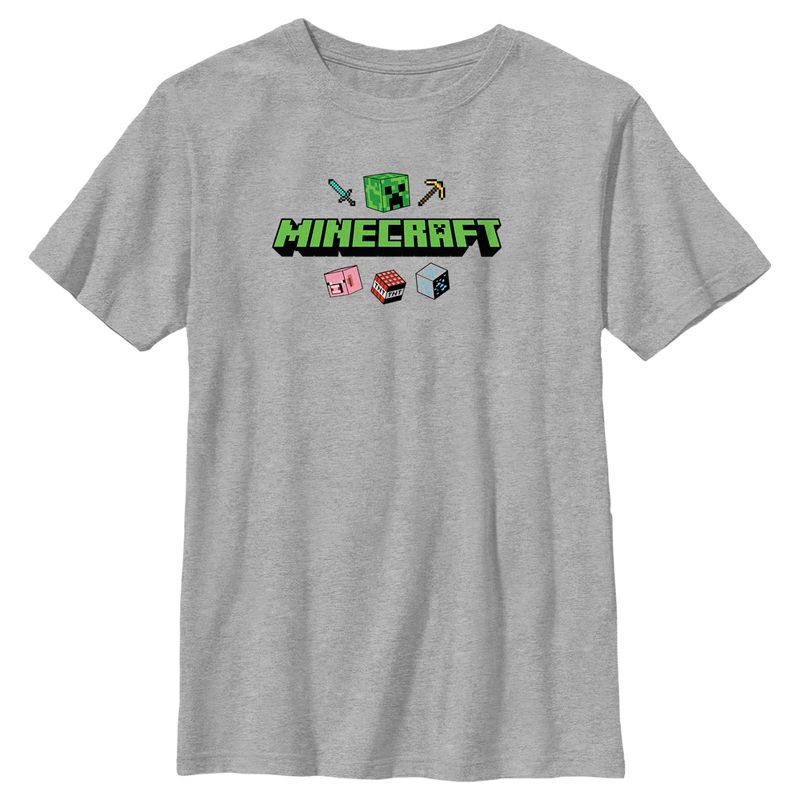 Boy's Minecraft Icons Logo T-Shirt, 1 of 6