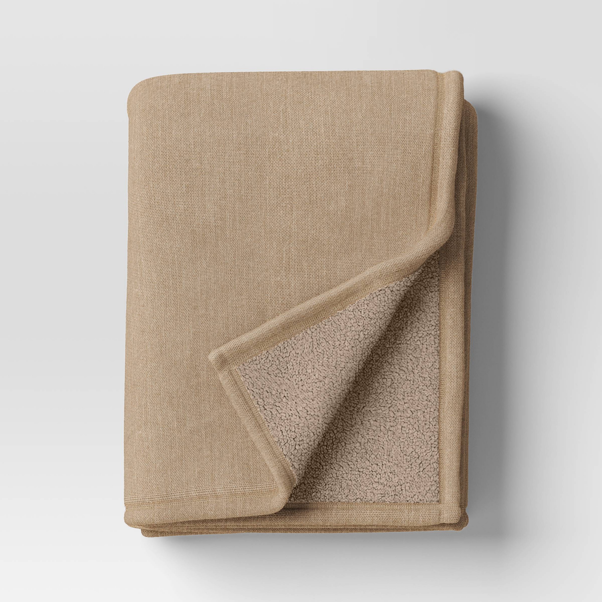 Oversized Casual Chenille Throw with Faux Shearling Reverse Neutral - Threshold™