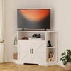 TV Cabinet with Power Sockets, Corner Tv Stand, for Tvs Up to 55 Inch with Power Outlet, Storage Cabinet, for Living Room, Bedroom, White - 2 of 4