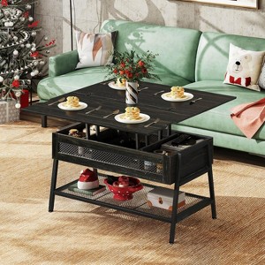 GALAXHERO 3-in-1 Lift Top Coffee Table with Hidden Compartment, Multi-Function Coffee Table Converts to Dining Table for Living Room Charcoal Black - 1 of 1