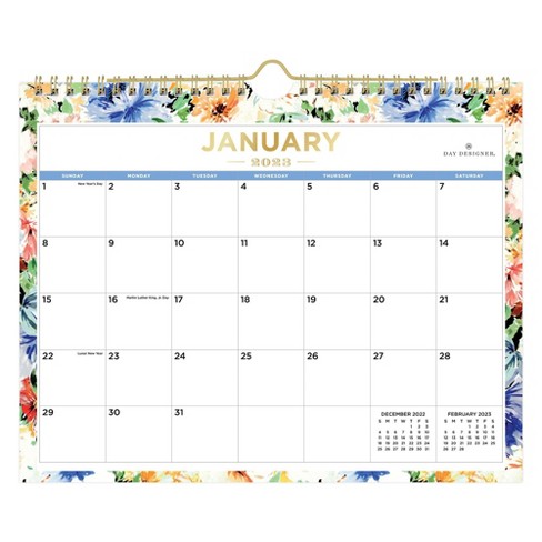 2023 Wall Calendar 11"x8.75" Celebration Floral - Day Designer : Target