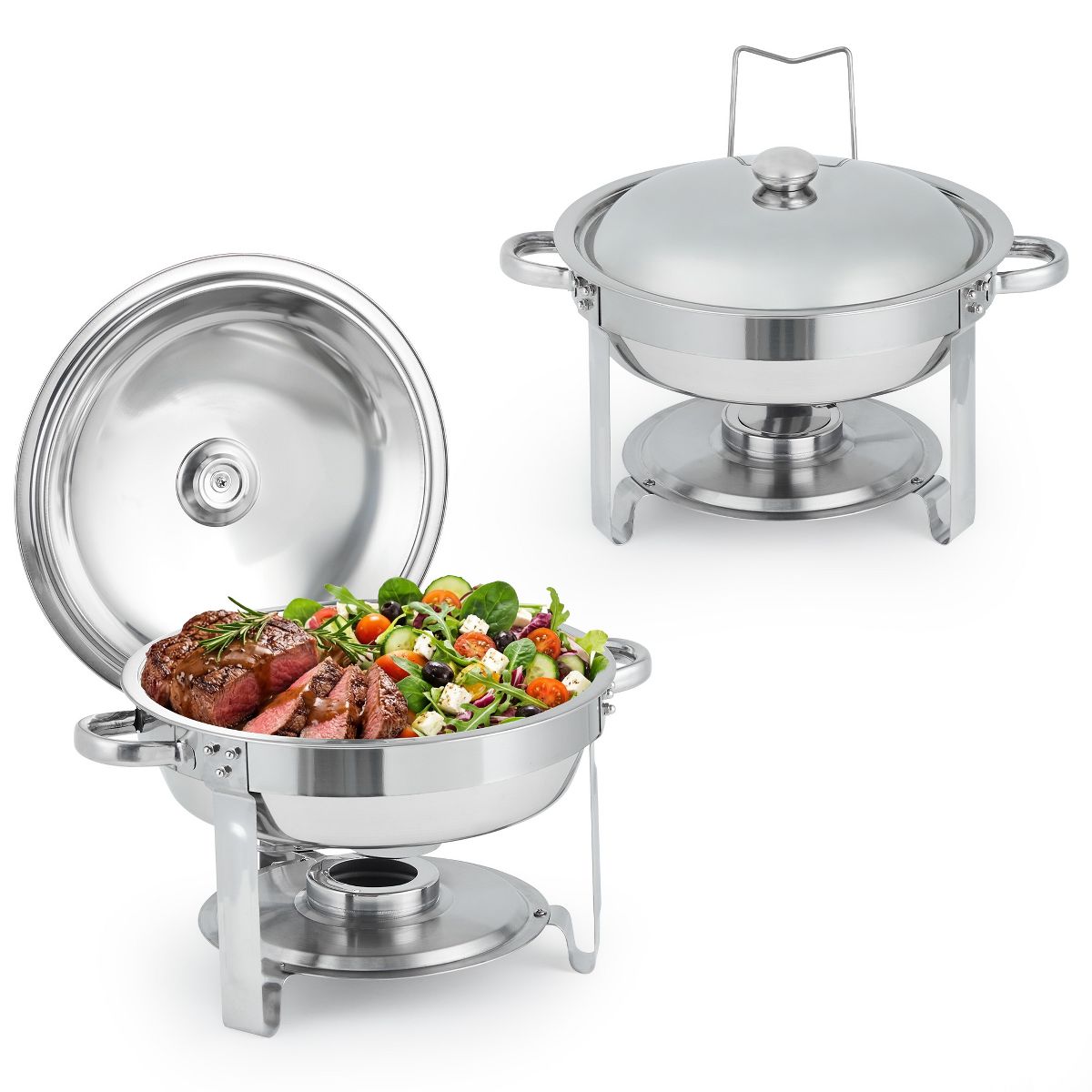 Garvee Chafing Dishes for Buffet, 2 Pack Round Chafing Dish Buffet Set, 5 QT Chafer Food Warmer with Lid, Food Warmers for Parties Catering Events - thumbnail 9