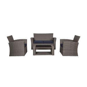 WestinTrends 4 Piece Outdoor Wicker Rattan Conversation Sofa set with Coffee table - 1 of 4