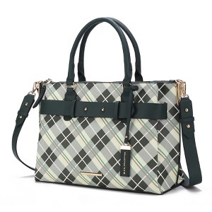 MKF Collection Vivian Plaid Women’s Satchel Bag by Mia K - Olive - 1 of 4