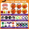 SYNCFUN 144 Pcs Halloween Toy Gifts for Kids, 24 Packs Prefilled Mini Pumpkin Buckets with toys for Kids Halloween Party Favors Trick or Treat - 2 of 4