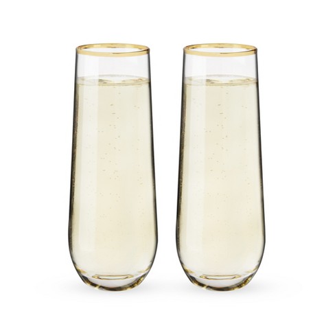 Optic Champagne Flute with Gold Rim