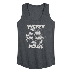 Women's - Disney - Mickey Mouse Hello Folks Graphic Racerback Tank - 1 of 4
