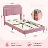 Twin Bed Frame with Storage Headboard Velvet Upholstered Platform Bedframe for Kids/Girl Bed Strong Wooden Slats Noise-Free Easy Assembly, Beige - 2 of 4