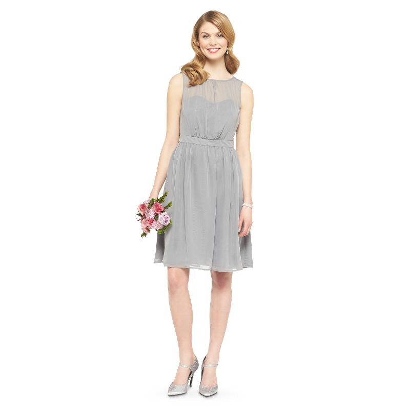 Women's Chiffon Illusion Sleeveless Dress - Cement - 12 - TEVOLIO&#153, 1 of 5