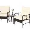 ELJGET 3-Piece Patio Furniture Set PE Wicker Conversation Bistro Set with Tempered Glass Table - 4 of 4
