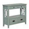 Hostack 36'' Farmhouse Wood Console Table with 4 Drawers and 1 Storage Shelf for Entryway and Living Room , Retro Blue - 3 of 4