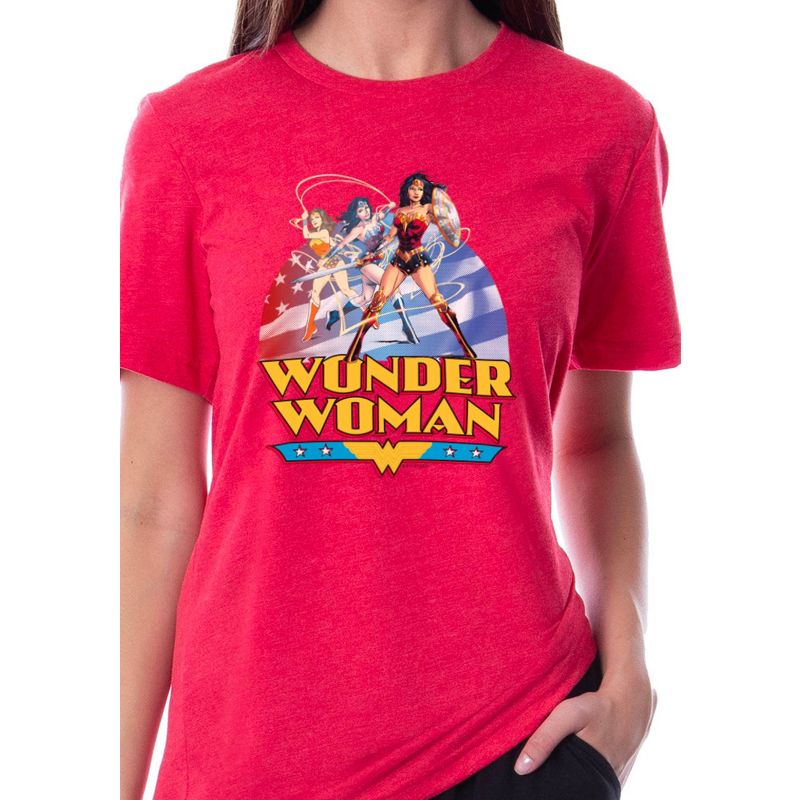 DC Womens' Wonder Woman Through The Ages Sleep Pajama Set Shirt and Pants Multicolored, 3 of 4