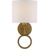360 Lighting Amidon Modern Wall Lamp Warm Brass Metal Plug-in 8" Light Fixture White Fabric Drum Shade for Bedroom Reading Living Room House Home - 3 of 4