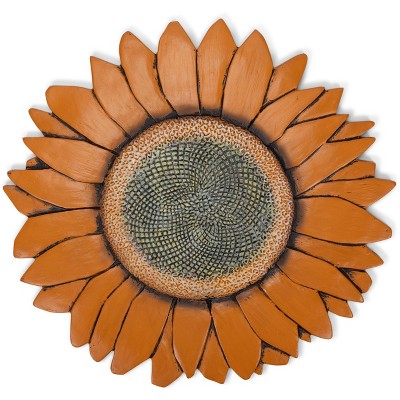 Nat & Jules Sunflower Shaped Dimensional Indoor Outdoor 12 inch Cast Resin Decorative Garden Stepping Stone, Patio, Walkway Sculpture Yard Art, Orange