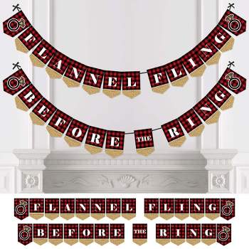 Big Dot of Happiness Flannel Fling Before the Ring - Buffalo Plaid Bachelorette Party Bunting Banner - Bachelorette Party Decorations