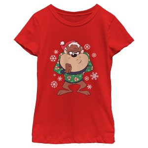 Girls Looney Tunes Snowflakes and Taz T Shirt - 1 of 4
