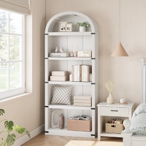 5-Shelf Arched Farmhouse Bookcase, 71.65" Tall Wooden Bookshelves for Home Office, Living Room Display & Storage Rack - 1 of 4