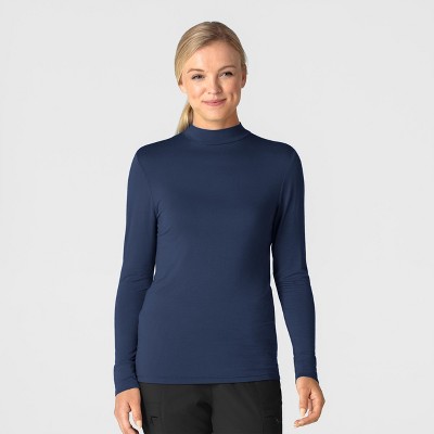 Wink Layers Women’s Long Sleeve Mock Neck Silky Tee