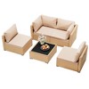 UPHA 5-Piece Rattan Patio Sofa Conversation Set with Cushions - 2 of 4