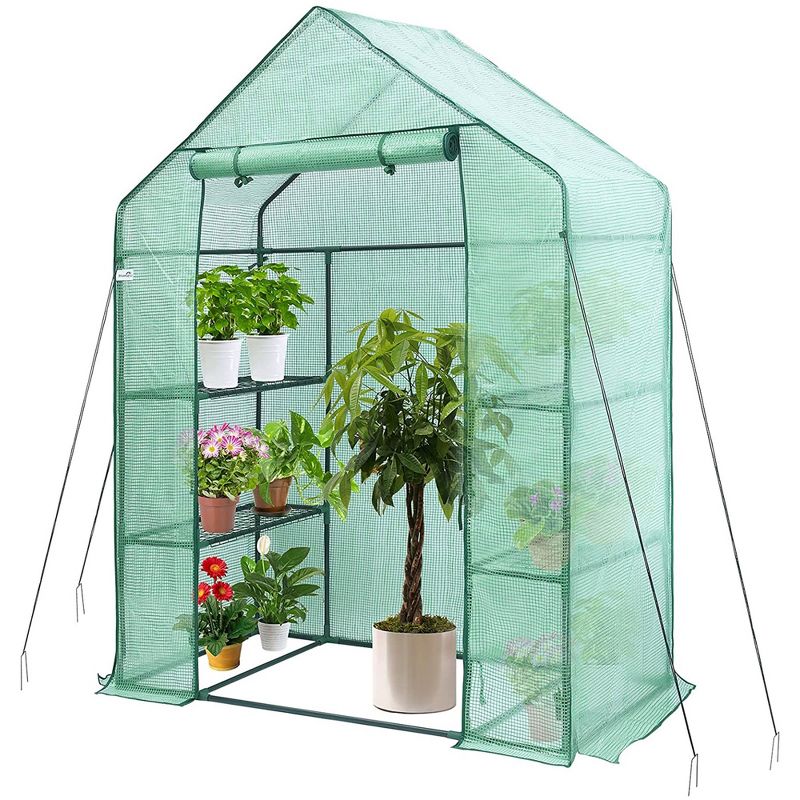 Hanience Walk-in Outdoor/Indoor Covered Portable Plant Greenhouse for Gardens, Patios, and Yards with 4 Wired Shelves, and Roll-Up Zippered Door,, 2 of 7