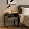 Royal Hampton 22 Inch Modern Wood End Table, 1 Drawer, Metal Handles, Gray , Black - 2 of 4