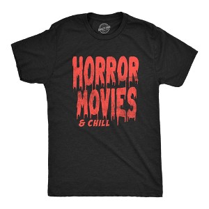 Mens Horror Movies And Chill T Shirt Funny Halloween Movie Date Night Joke Tee For Guys - Crazy Dog Men's T Shirt - 1 of 4