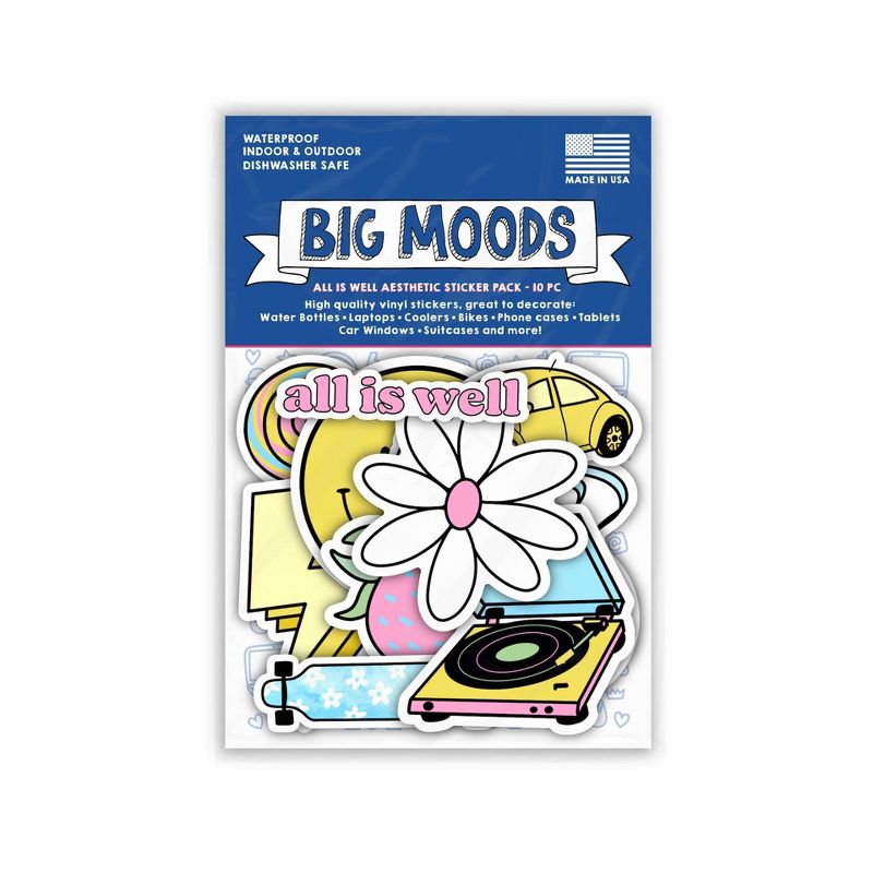 Big Moods All Is Well Aesthetic Sticker Pack 10pc, 3 of 4