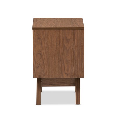 Walnut and White 2-Drawer Mid-Century Modern Nightstand