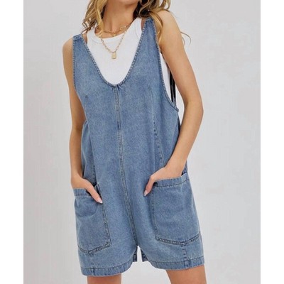 Women's Overall Denim Romper - Sewn and Seen