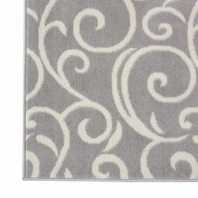 Abstract Vines Gray Hand-Knotted 4'x6' Reversible Area Rug