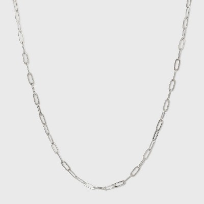 16" Paperclip Chain Necklace - A New Day™ Silver: Nickel-Free Metal, Lobster Claw Clasp, Chain Style, 16 Inch Length