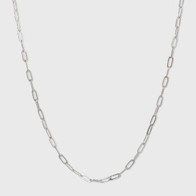 Paperclip Chain Necklace Sterling Silver 16