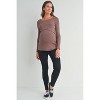 Hello Miz Women's Ribbed Long Sleeve Round Neck Maternity Nursing Top - 4 of 4