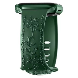 HTUTWOO Flower Engraved Apple Watch Band, Embossed Raised Rose Silicone Strap 38/40/41/42/44/45/46/49mm for iWatch Series 11 10 9 8 7 6 5 4 SE Ultra - 1 of 4