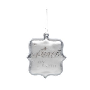Transpac Glass 4.5 in. Silver Holiday Script Ornament - 1 of 2