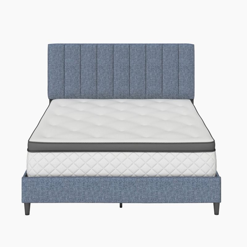 Malik Mid-Century Vertical Channel Linen Upholstered Platform Bed - Eco Dream, 5 of 10