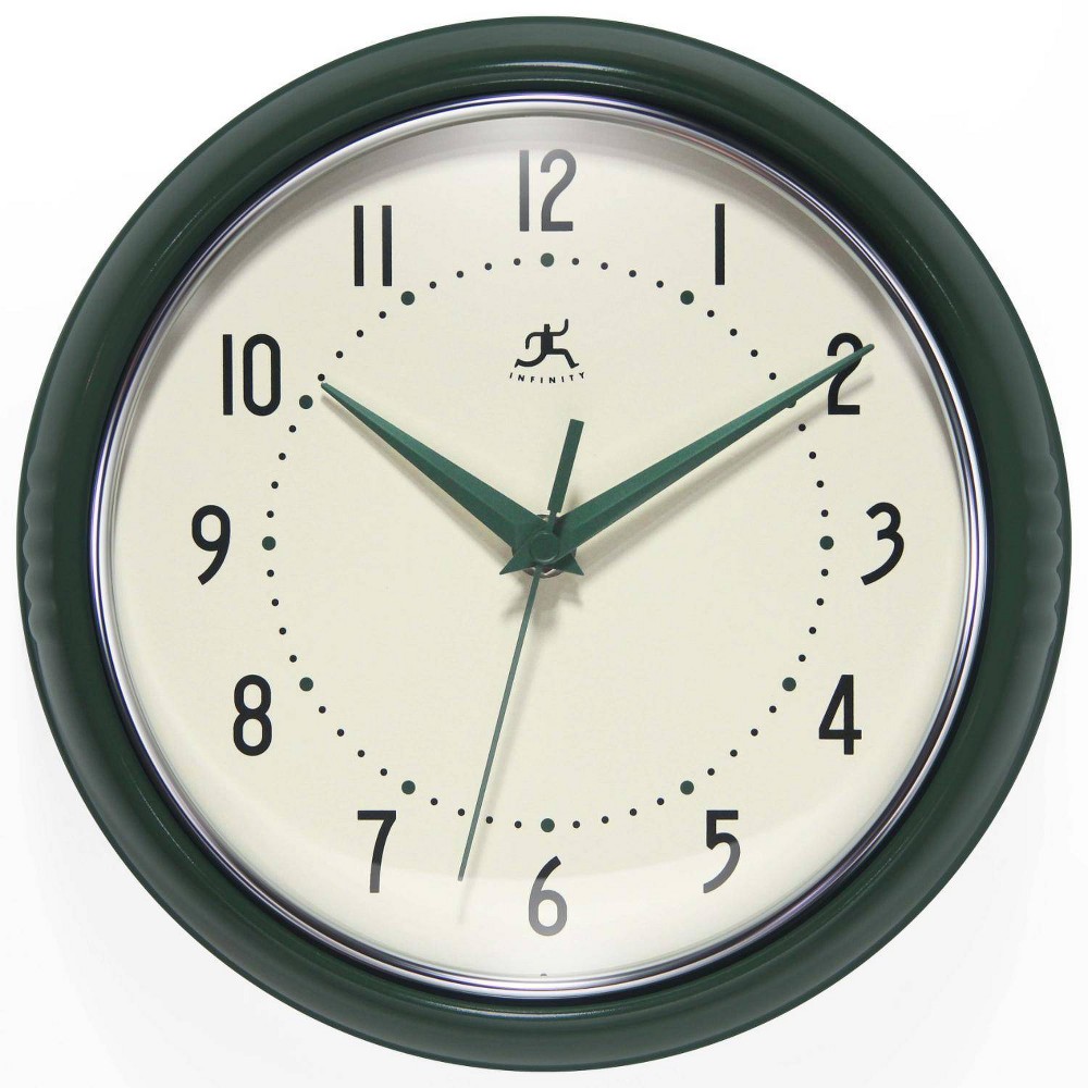 Photos - Wall Clock 9.5" Retro Round  Green - Infinity Instruments