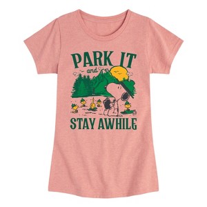 Girls' - Peanuts - Park It And Stay Awhile Fitted Short Sleeve Graphic T-Shirt - 1 of 4
