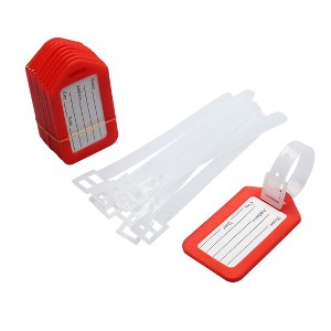 Unique Bargains Plastic Suitcase Bag ID Name Label Luggage Holder Tag 10 Pcs Red White - 1 of 4