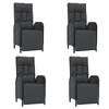 vidaXL 5-Piece Modern Patio Dining Set with Cushions, Weather-Resistant Poly Rattan, Reclining Chairs, Black - 4 of 4